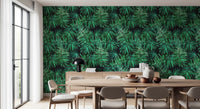 Papier peint Verdant à motif de canopée de palmiers tropicaux