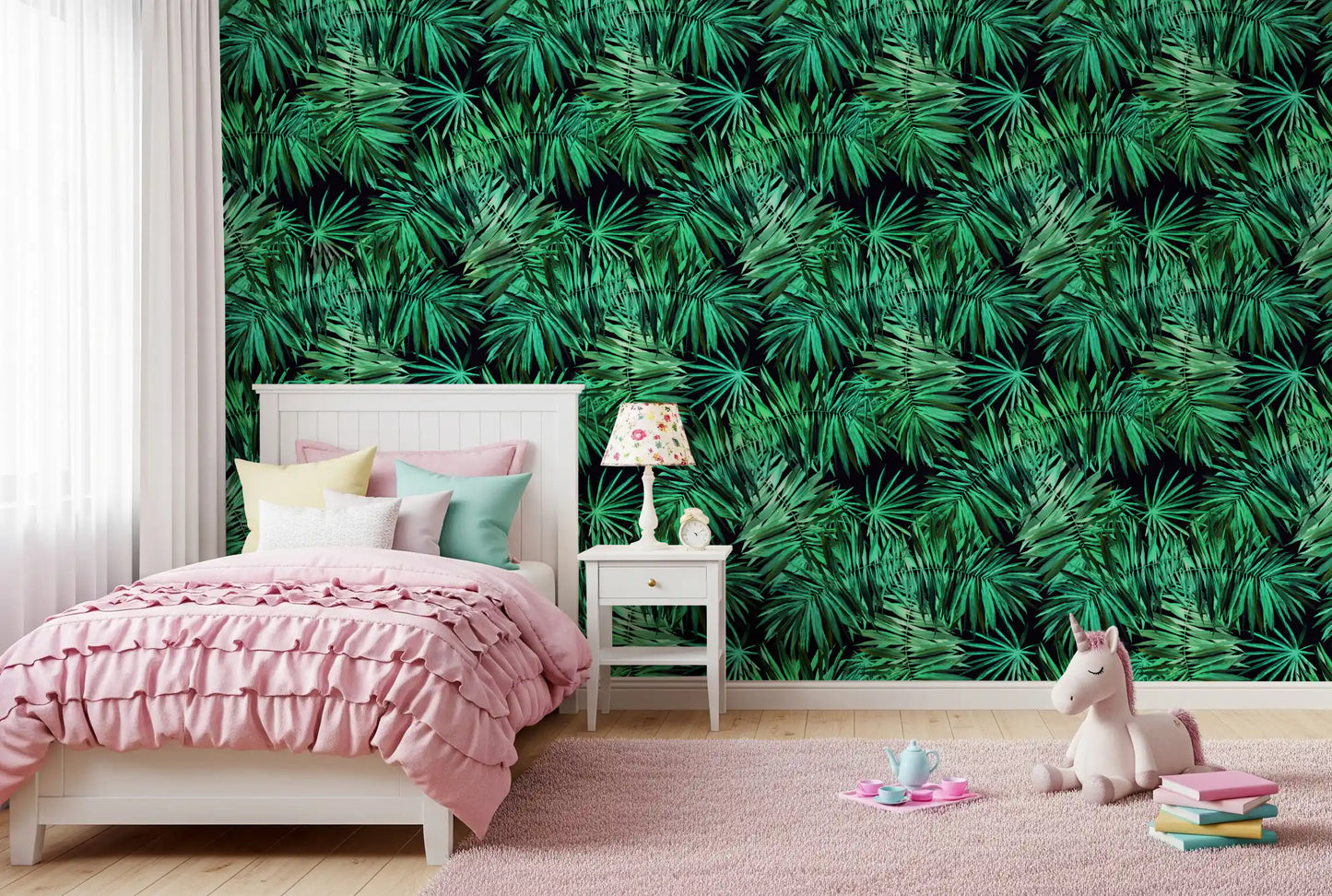 Papier peint Verdant à motif de canopée de palmiers tropicaux