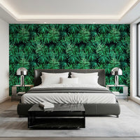 Papier peint Verdant à motif de canopée de palmiers tropicaux