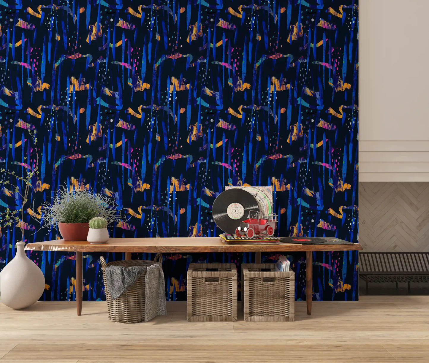 Papier peint Painted Harmony bleu nuit