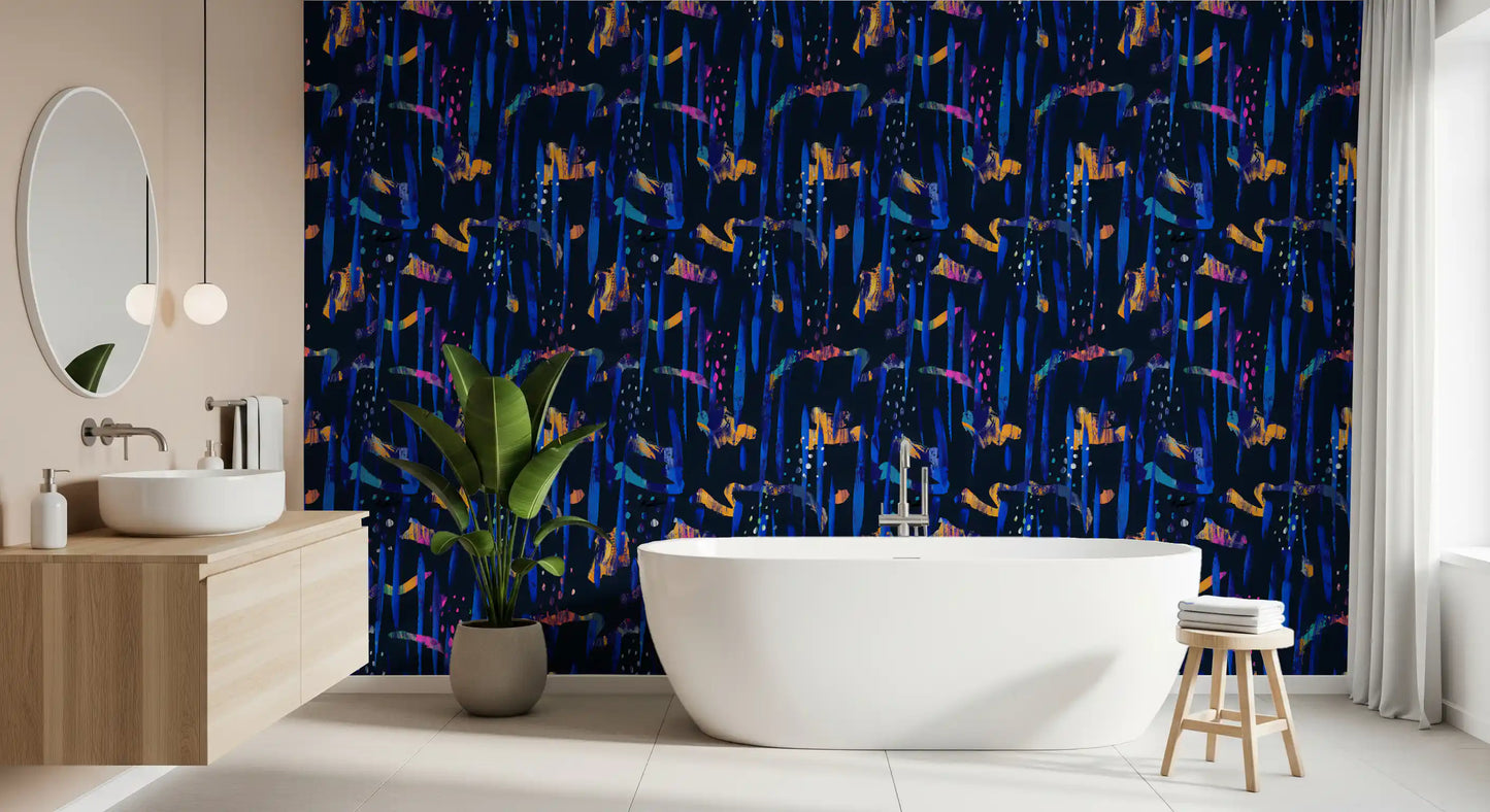 Papier peint Painted Harmony bleu nuit