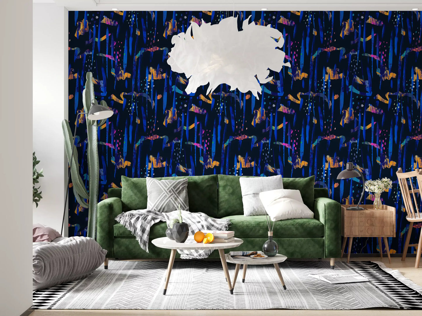 Papier peint Painted Harmony bleu nuit