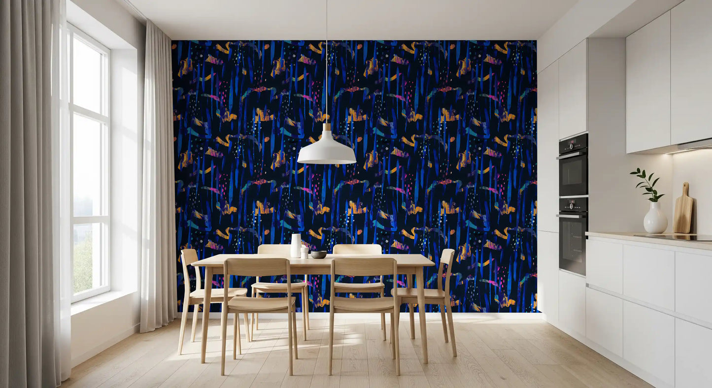 Papier peint Painted Harmony bleu nuit