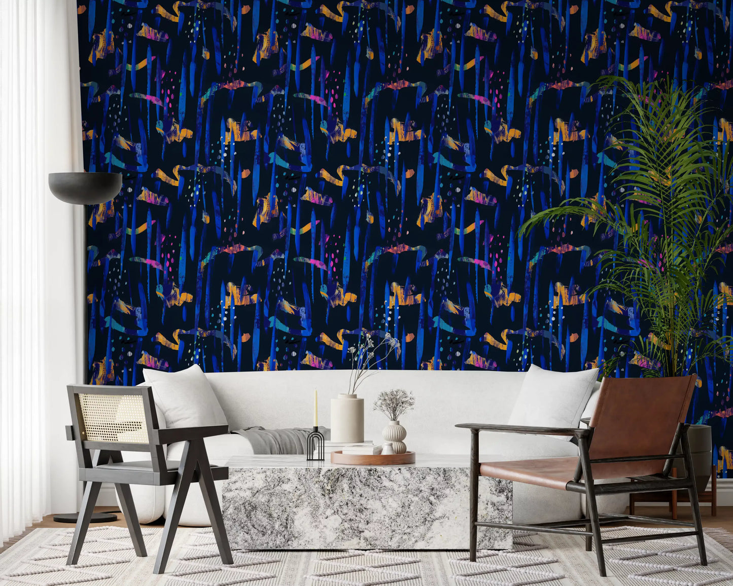 Papier peint Painted Harmony bleu nuit