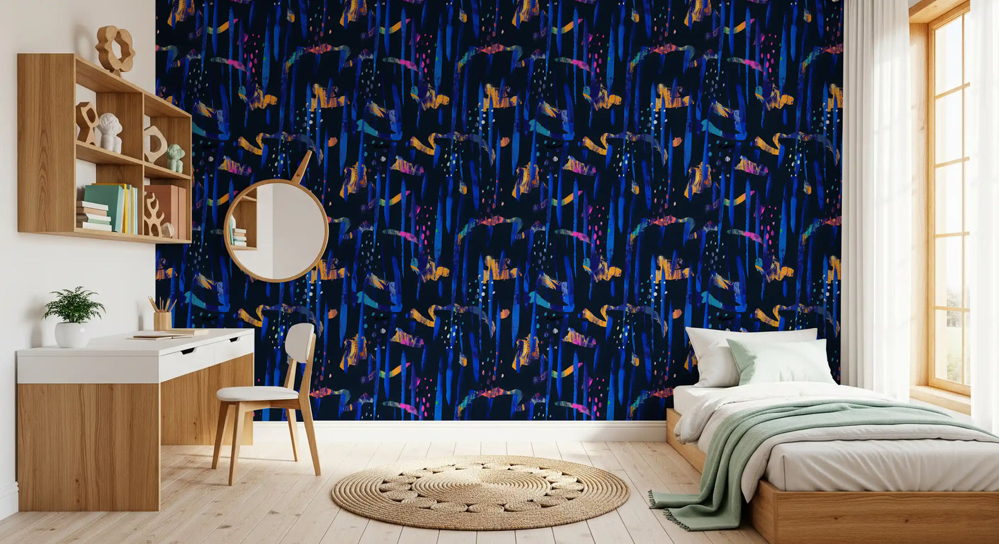 Papier peint Painted Harmony bleu nuit