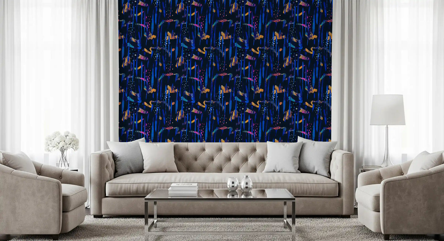Papier peint Painted Harmony bleu nuit