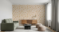 Papier peint minimaliste à brins floraux dorés