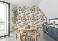Papier peint vintage avec sentier d’orchidées botaniques