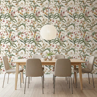 Papier peint vintage avec sentier d’orchidées botaniques