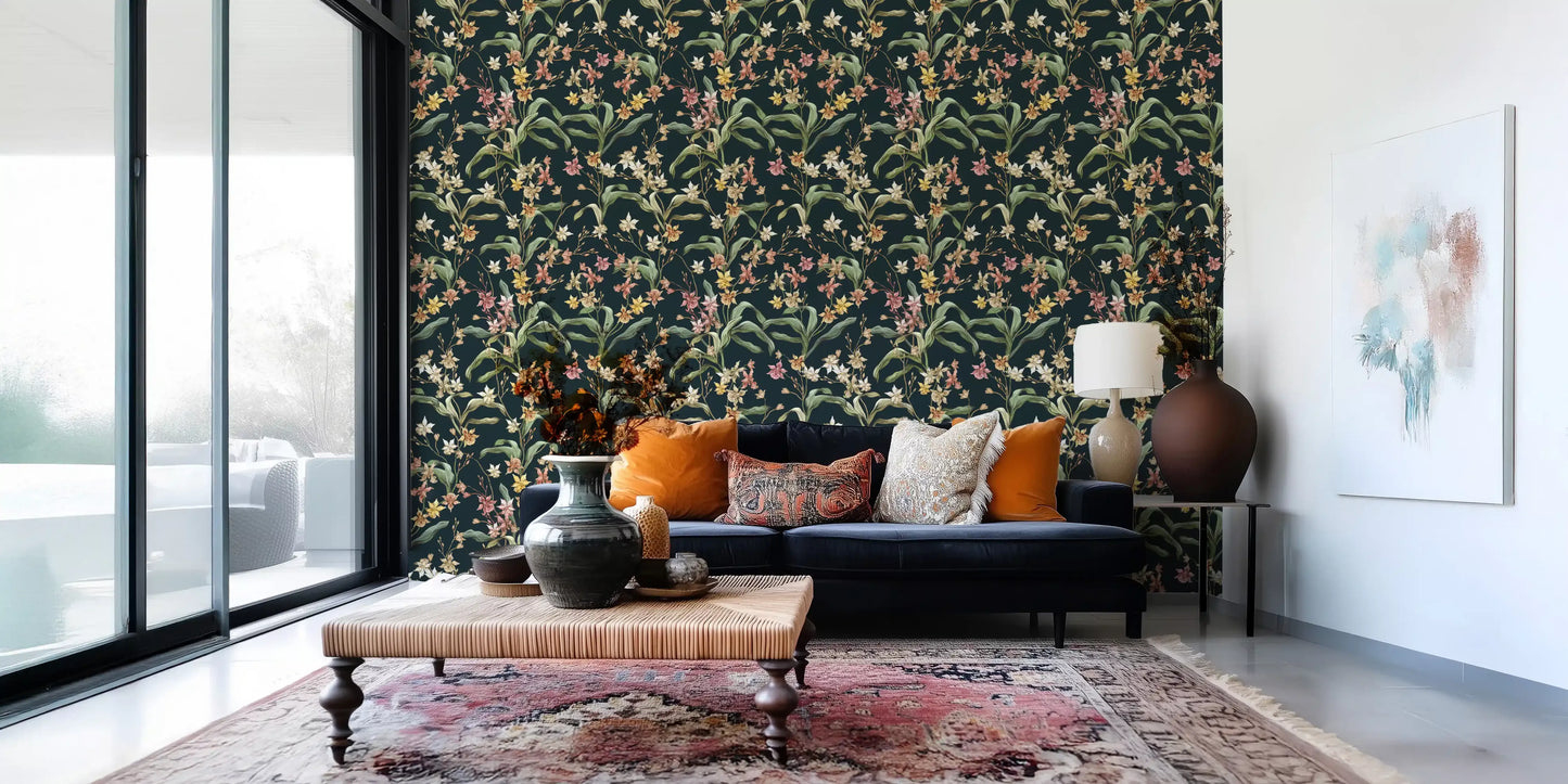 Midnight Botanical Orchard Wallpaper⁠