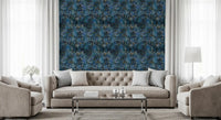 Abstrakt tapet med midnatsfarvede marmorårer