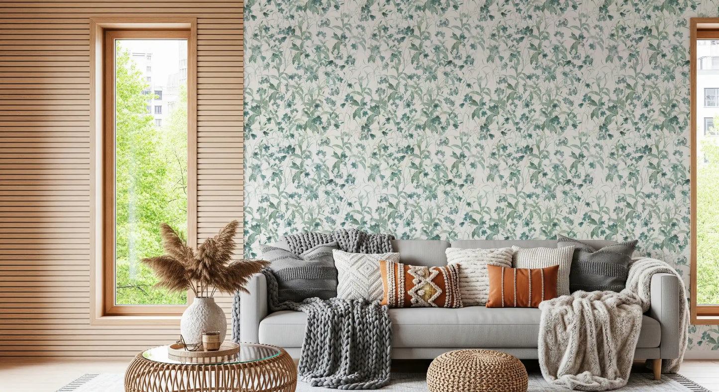 Vintage blomstermotiv fra landskabet tapet