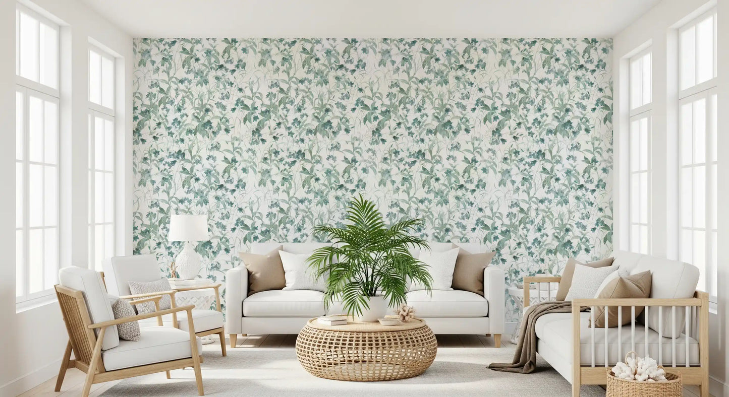 Vintage blomstermotiv fra landskabet tapet