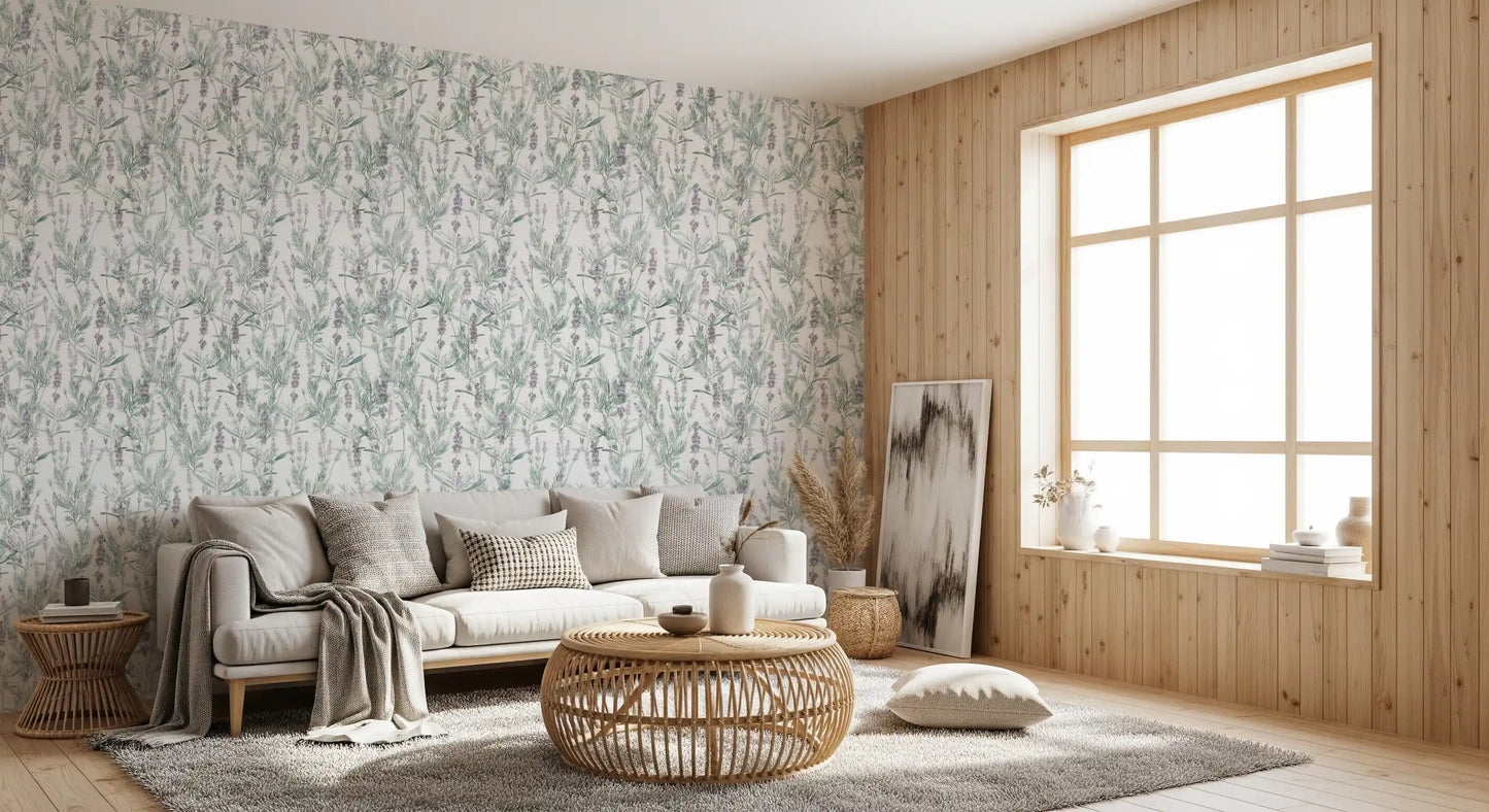 Serene Lavender Sprigs Botanical Wallpaper⁠