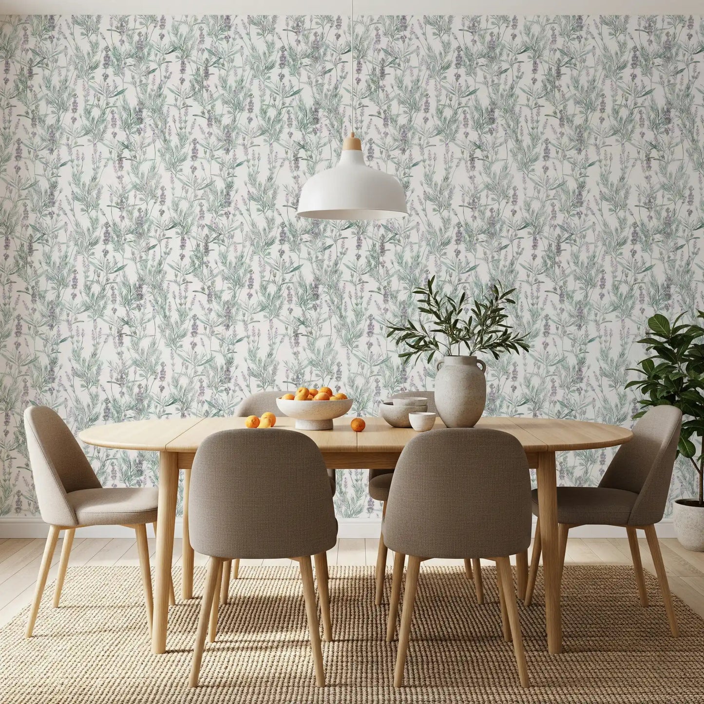 Serene Lavender Sprigs Botanical Wallpaper⁠