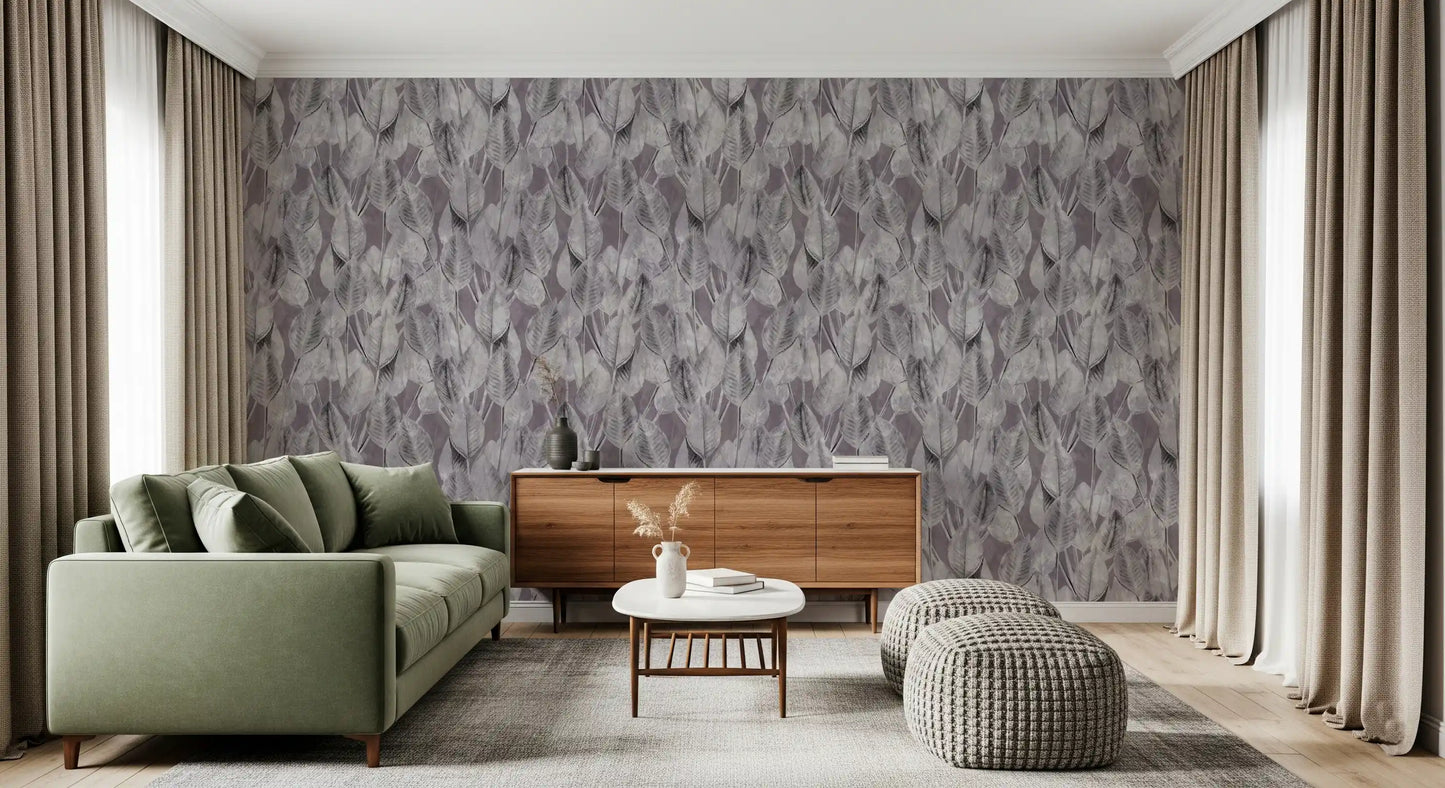 Muted Mauve Leaf Silhouette Wallpaper⁠