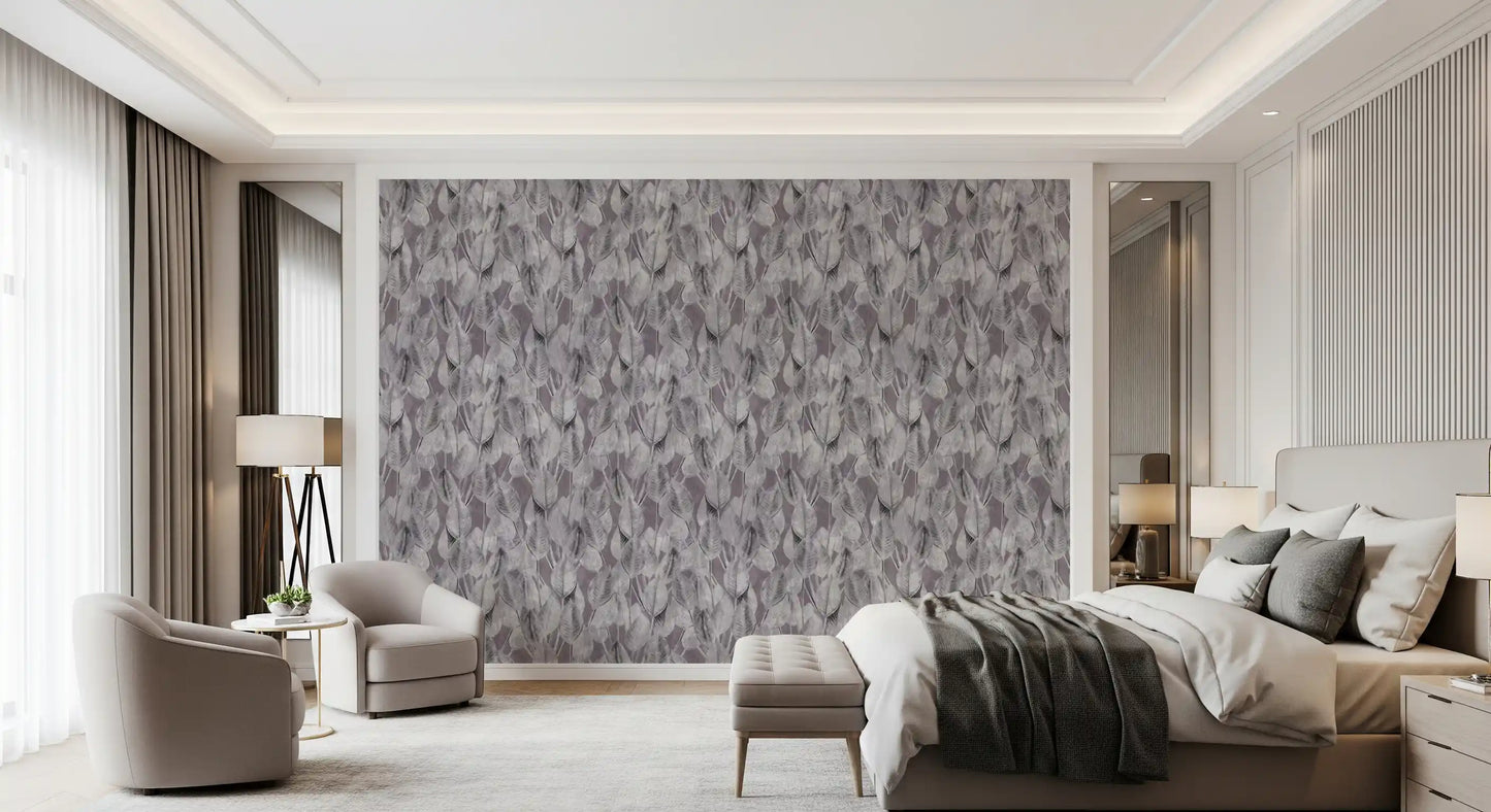 Muted Mauve Leaf Silhouette Wallpaper⁠