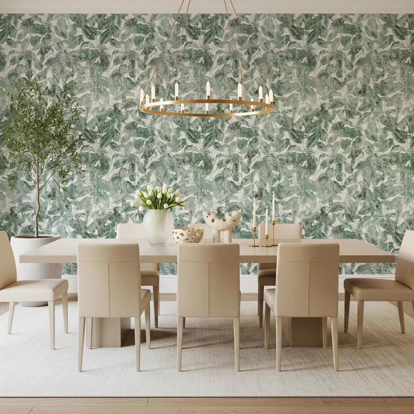 Sage Botanical Forest Print Wallpaper⁠