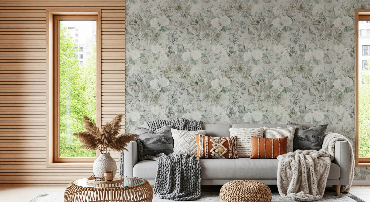 Misty Botanical Meadow Wallpaper⁠