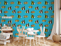 Tropical Fish Playful Ocean Pattern Wallpaper⁠