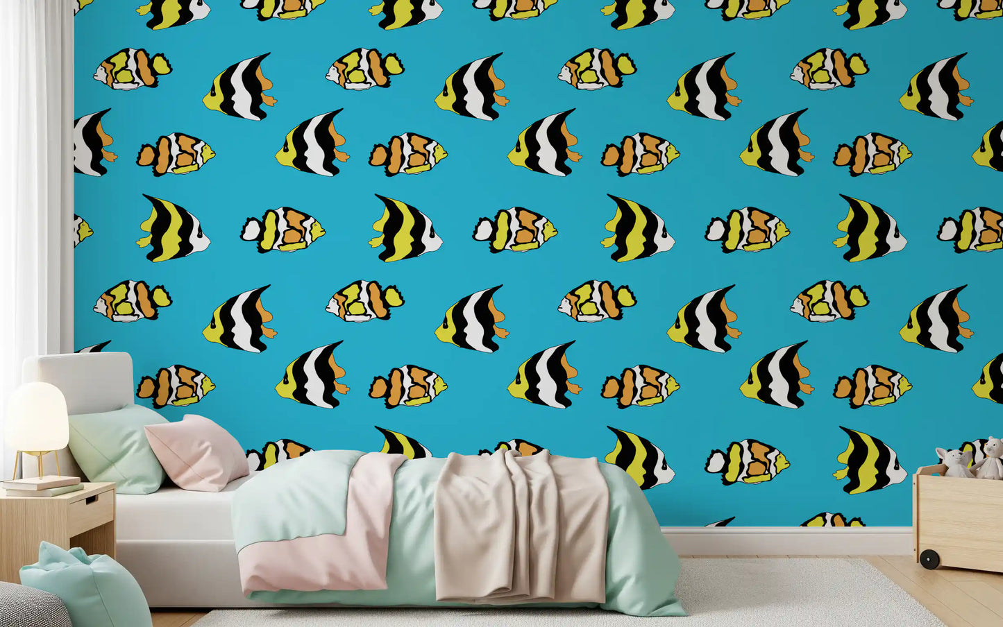 Tropical Fish Playful Ocean Pattern Wallpaper⁠