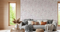 Soft Blush Botanical Illustration Wallpaper⁠