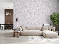 Soft Blush Botanical Illustration Wallpaper⁠