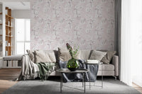 Soft Blush Botanical Illustration Wallpaper⁠