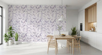 Muted Lavender Botanical Leaf Trail Wallpaper⁠