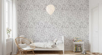 Muted Grey Botanical Foliage Wallpaper⁠
