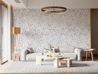 Muted Grey Botanical Foliage Wallpaper⁠