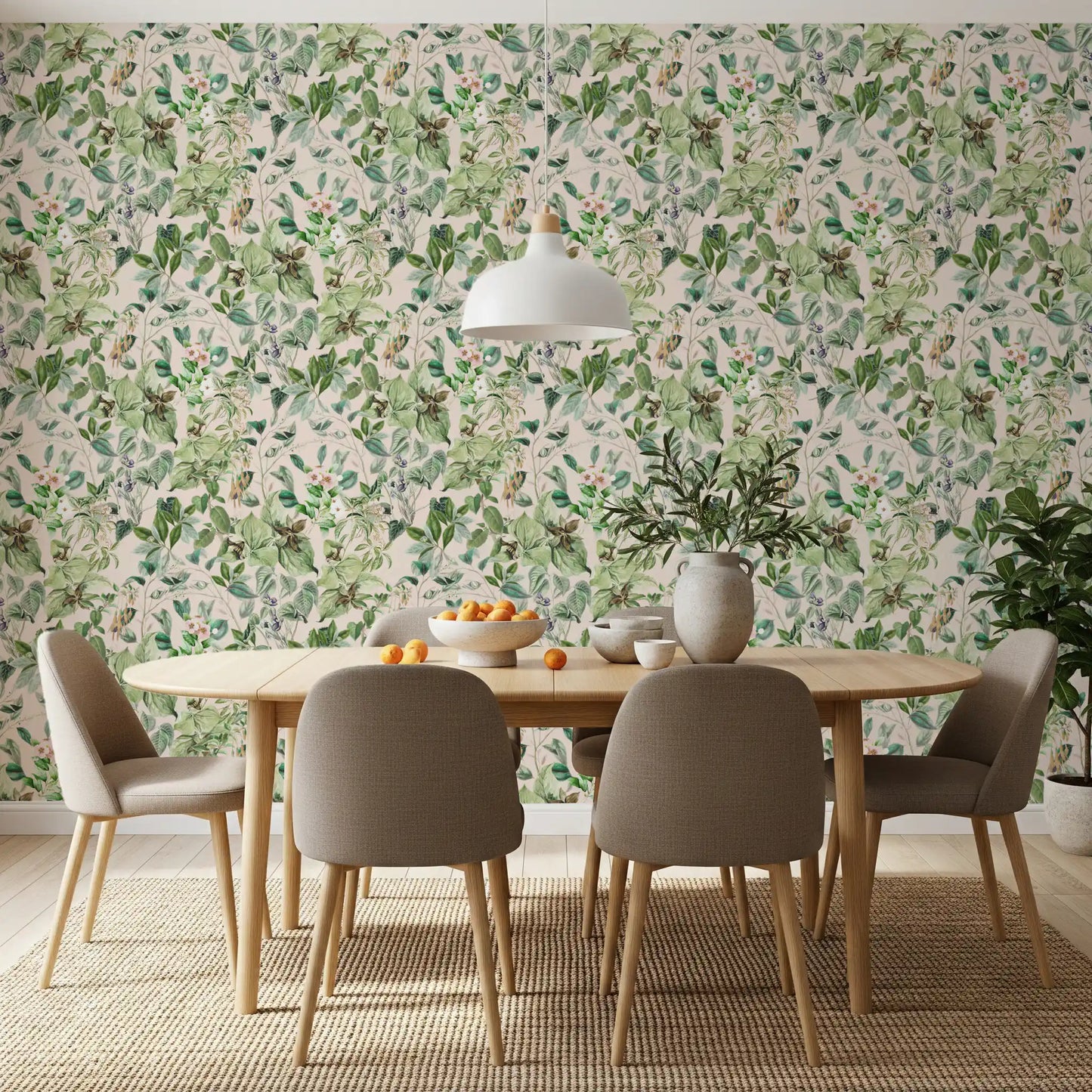 Blød salviegrøn blomstermark-tapet
