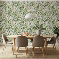 Blød salviegrøn blomstermark-tapet
