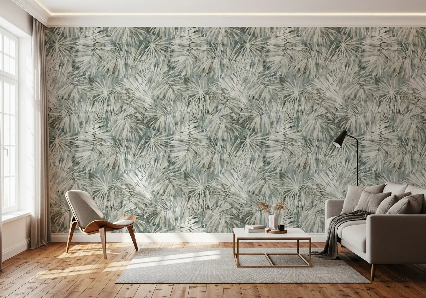 Botanische Kunsttapete „Nebliger Farn“