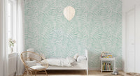 Soft Mint Tropical Fern Leaves Wallpaper⁠