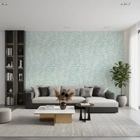 Soft Mint Tropical Fern Leaves Wallpaper⁠