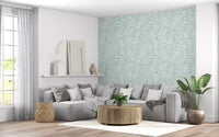 Soft Mint Tropical Fern Leaves Wallpaper⁠