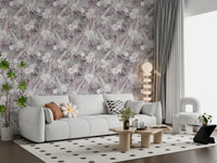 Dezent tropische Palmen- und Blumenmuster-Tapete „Drift“