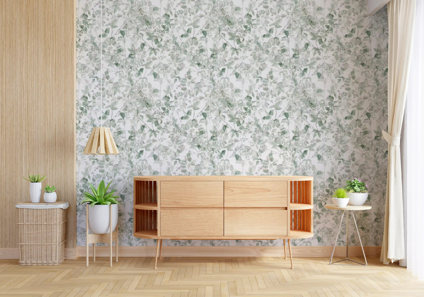 Verdant Foliage Botanical Sketch Wallpaper⁠