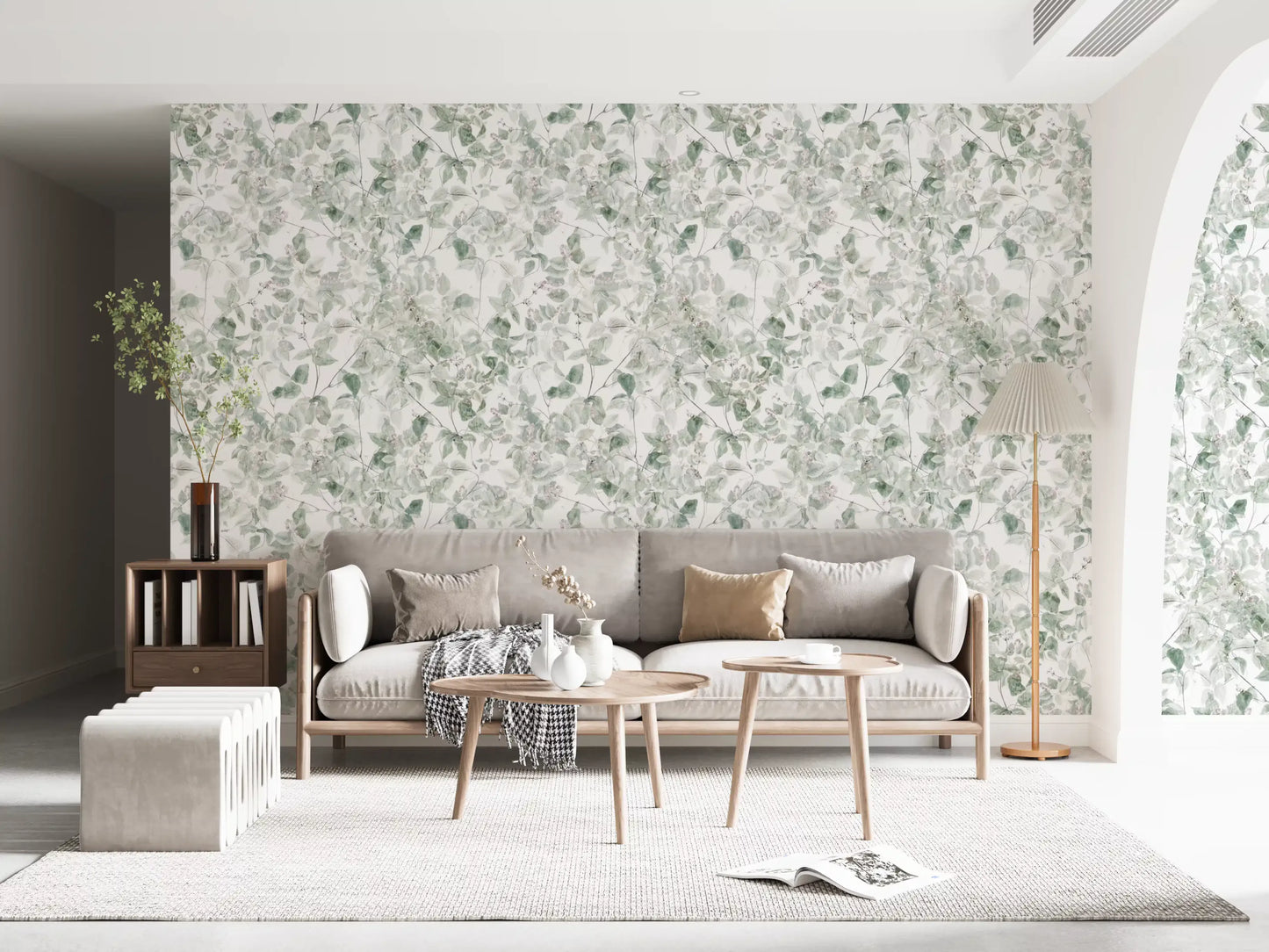 Verdant Foliage Botanical Sketch Wallpaper⁠