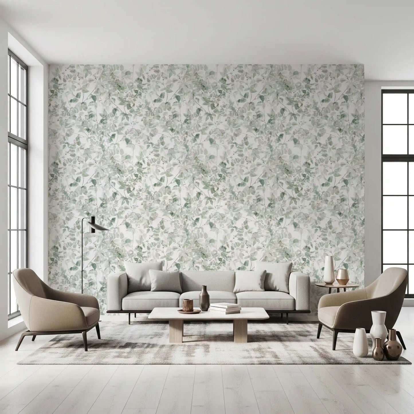 Verdant Foliage Botanical Sketch Wallpaper⁠