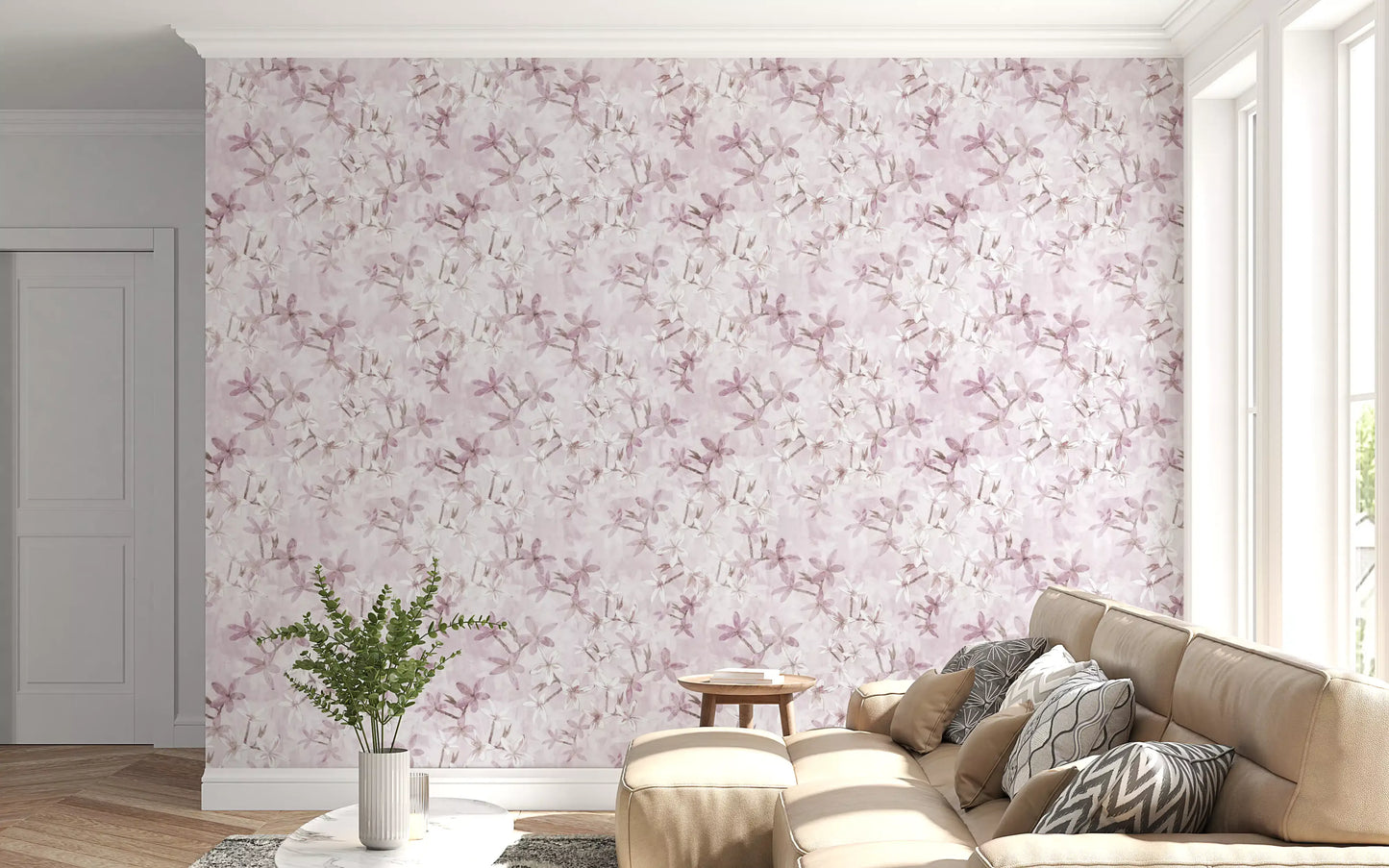 Papier peint « Pétales flottants rose poudré »