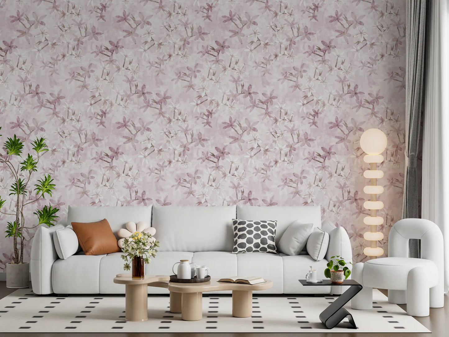 Papier peint « Pétales flottants rose poudré »