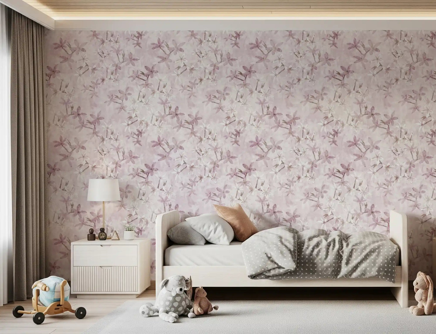 Papier peint « Pétales flottants rose poudré »
