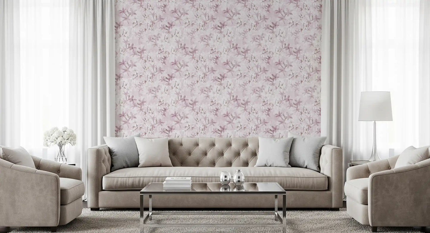 Papier peint « Pétales flottants rose poudré »