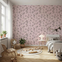 Betoverd eenhoornbos in blushbeige behang afdrukken