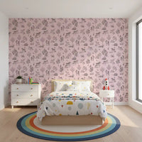 Betoverd eenhoornbos in blushbeige behang afdrukken
