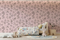 Betoverd eenhoornbos in blushbeige behang afdrukken