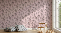 Betoverd eenhoornbos in blushbeige behang afdrukken