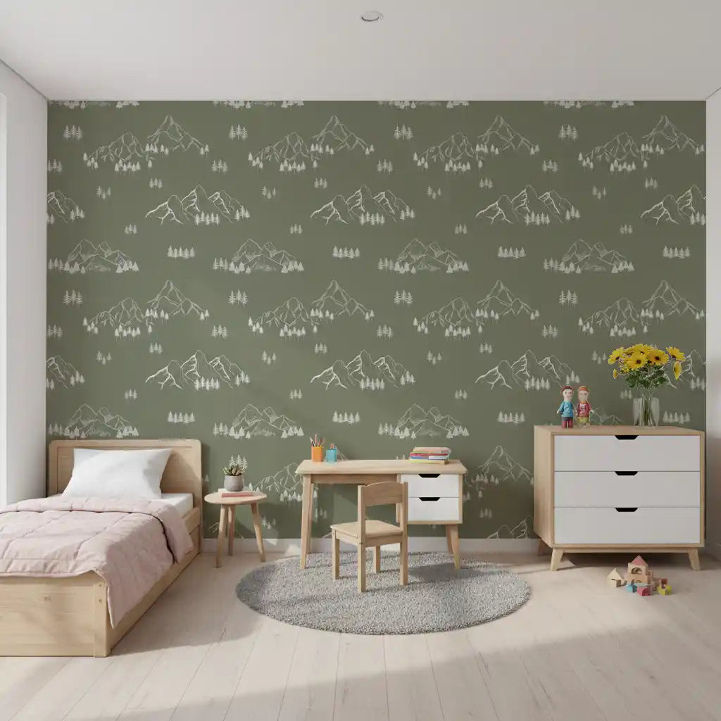 Minimalistisch behang met Alpenpieken